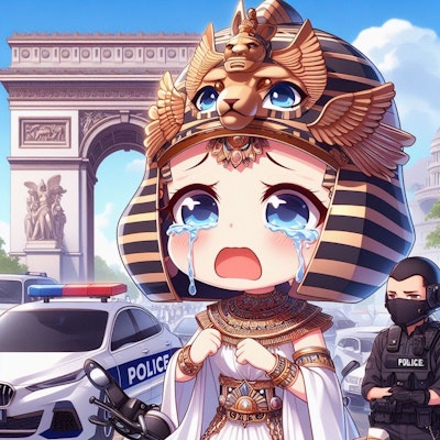 【謎画像】フランス遊説中に不審者扱いされ通報されたエジプトの女王ちゃん