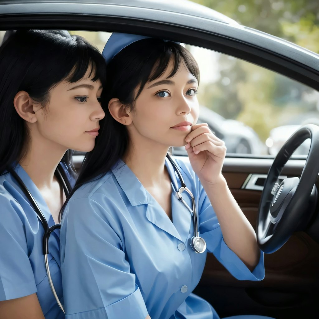 黒髪ロングで車内の美女１３