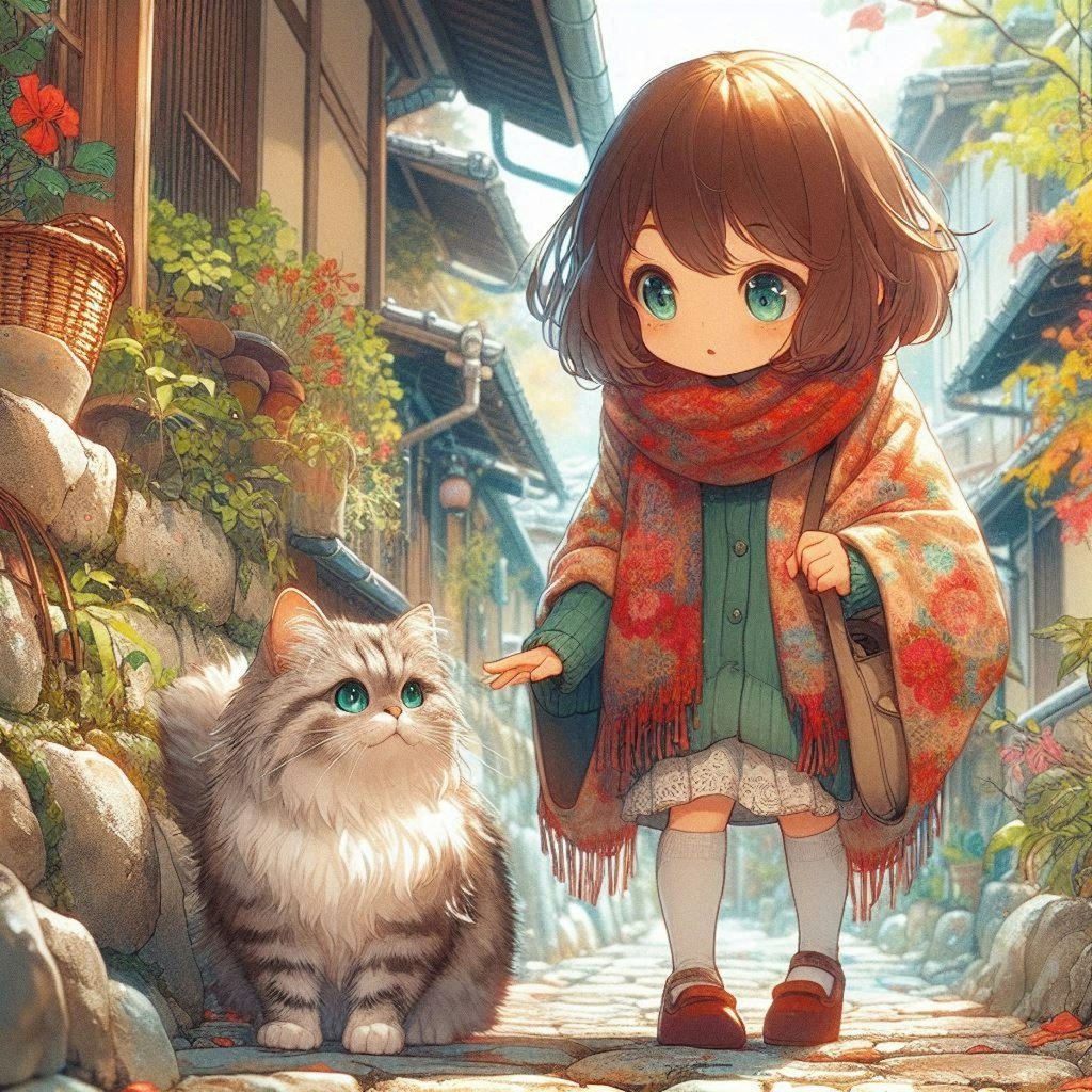 猫と女の子