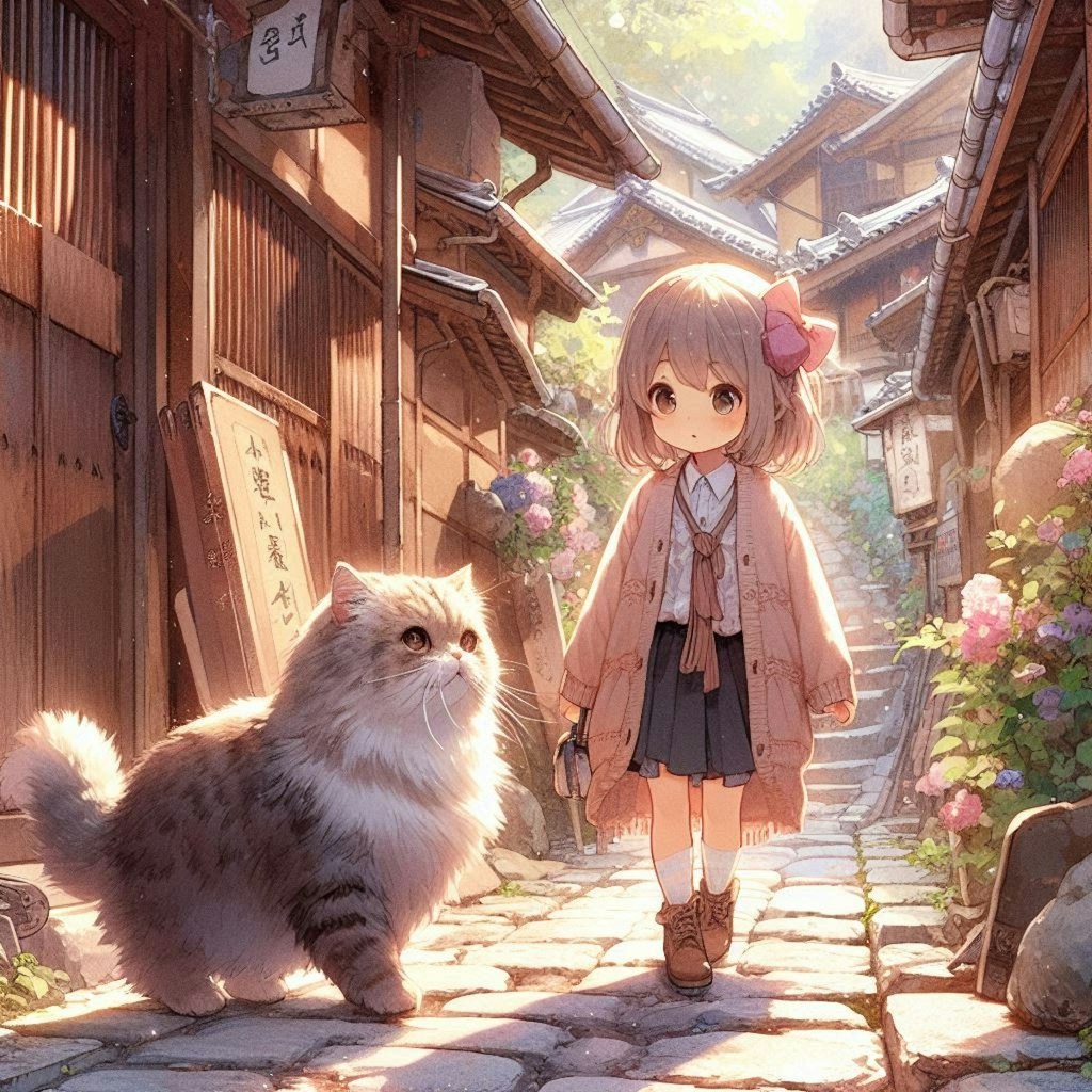 猫と女の子