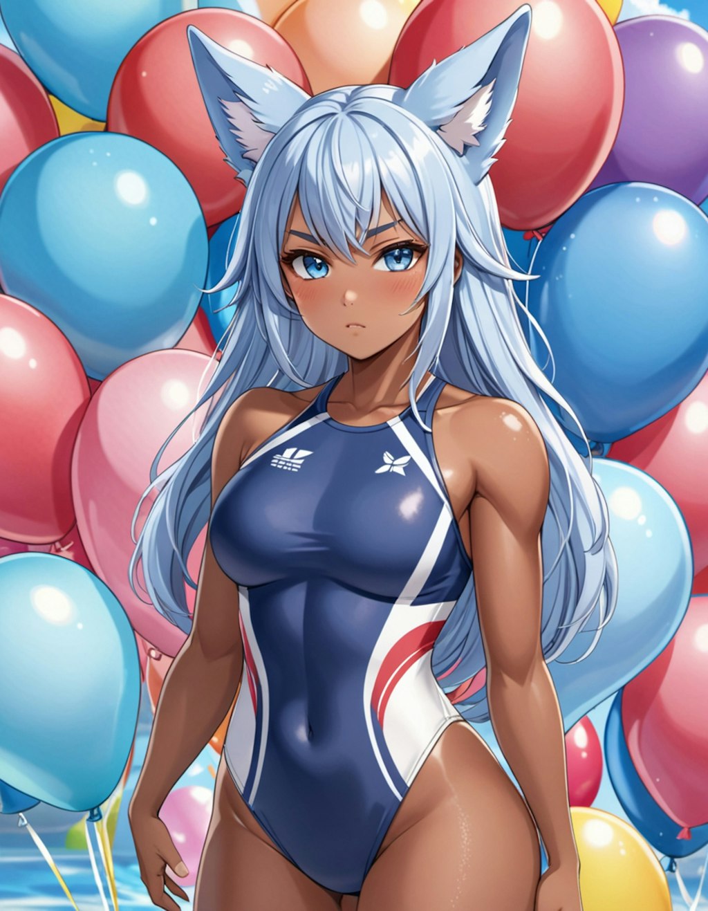 big balloons and swimsuit