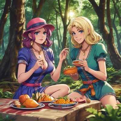 女性２人の奇妙なピクニック