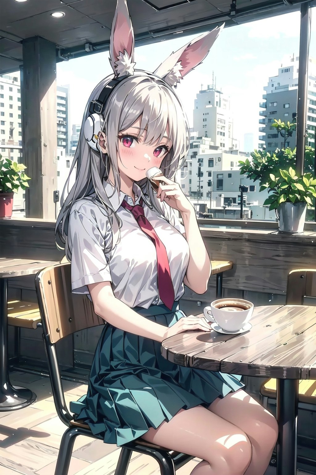カフェで休憩なのです🐰☕