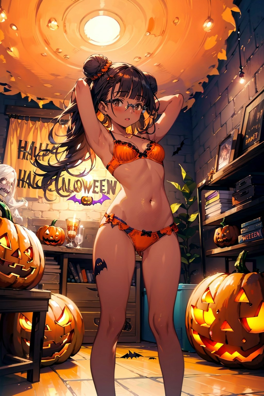 ハロウィン下着の眼鏡っ娘