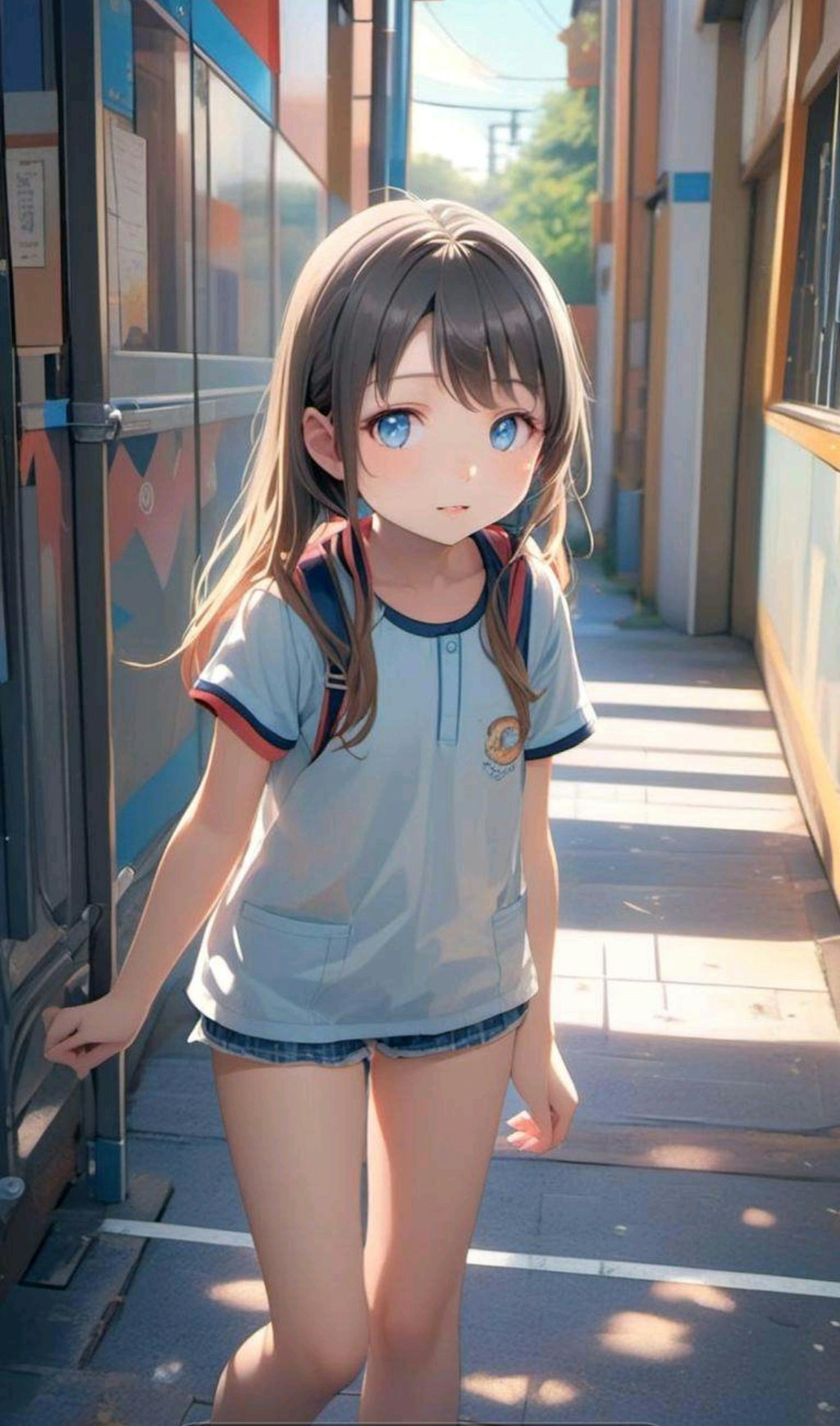 風で髪がなびいている小さな女の子