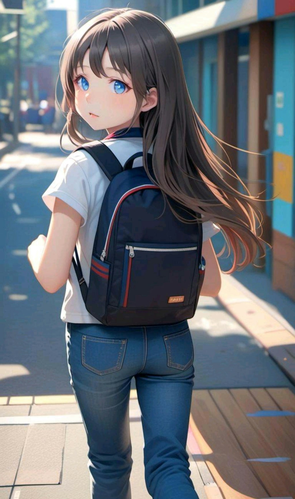 風で髪がなびいている小さな女の子