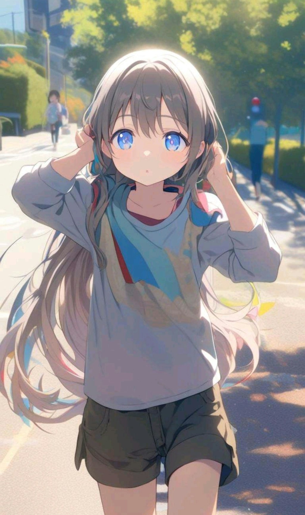 風で髪がなびいている小さな女の子