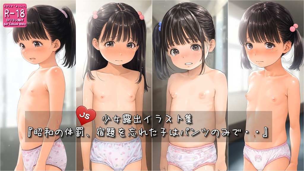 【メンバーシップ限定イラスト集紹介】2025/7/11 リクエスト品『昭和の体罰、宿題を忘れた子はパンツのみで・・』