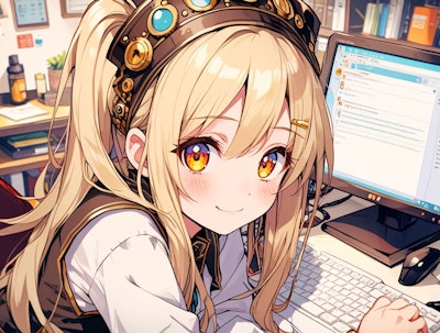 コンピュータと金髪の女の子 その１