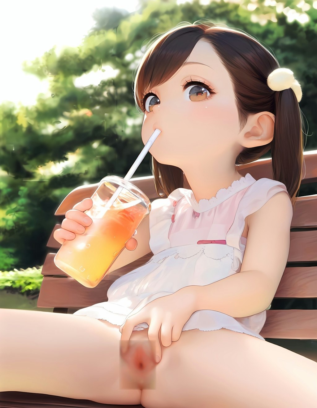 飲食しながら見せる少女