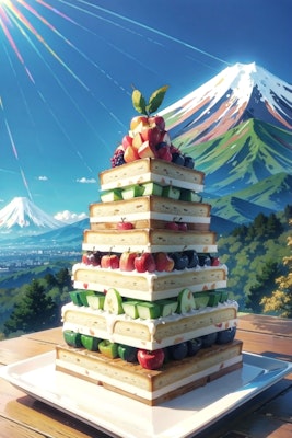 富士リンゴタワーケーキ