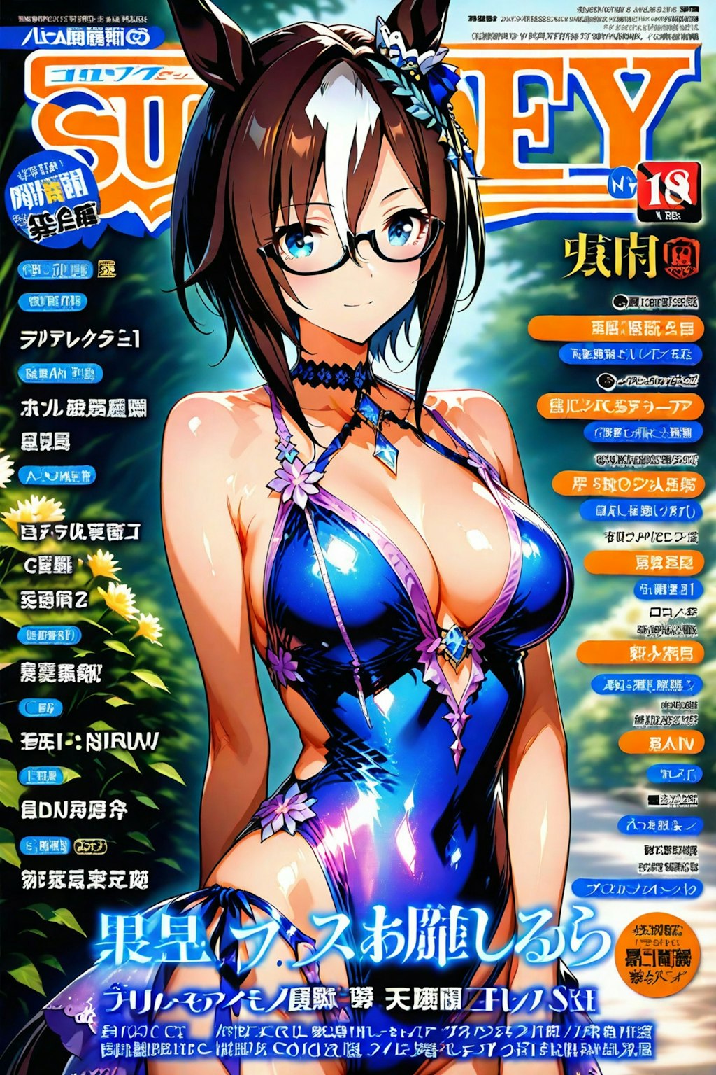 （二次創作）デジたんが表紙買いするウマ娘が表紙を飾った雑誌達♪・・（創作眼鏡っ娘♪ウマ娘ちゃんの髪が1枚目と2枚目で違うのはご勘弁を💦）