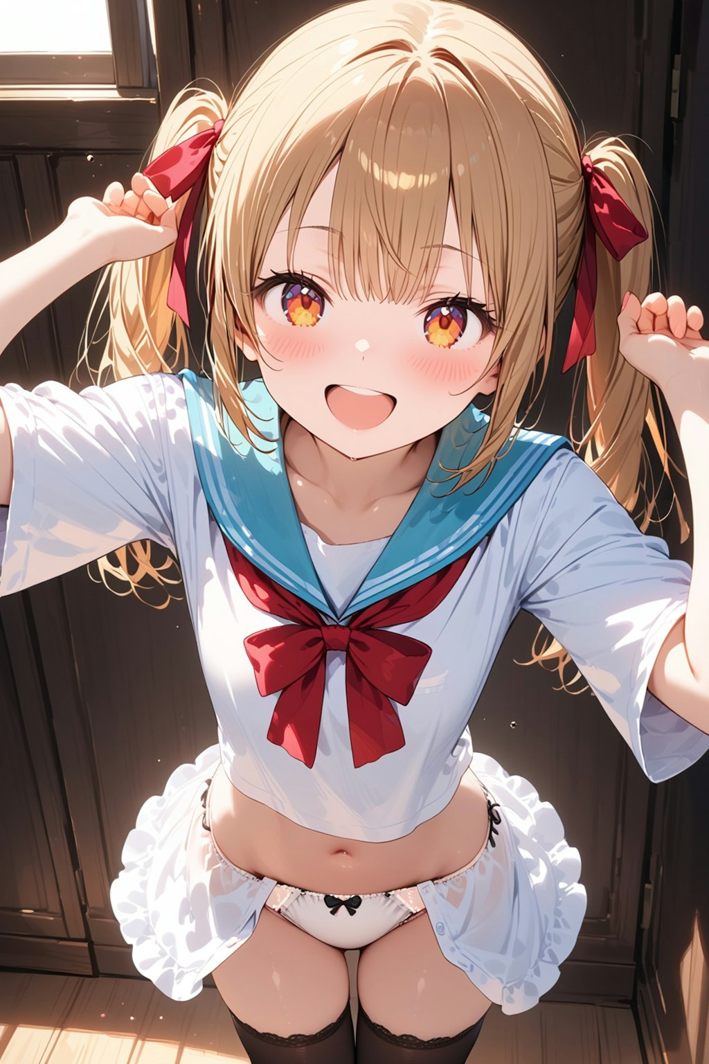 Serafuku twintails girl