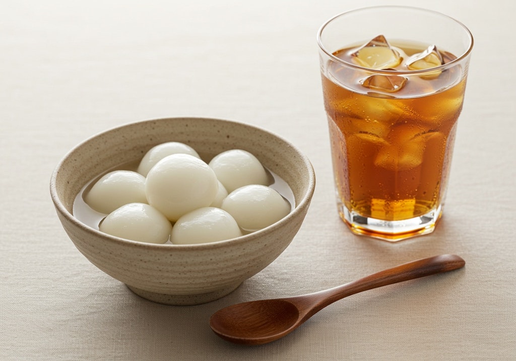 デザートの良く冷えた白玉団子