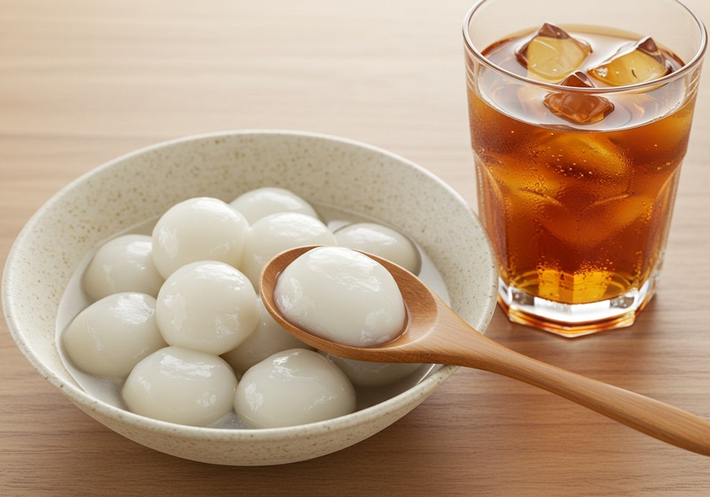デザートの良く冷えた白玉団子