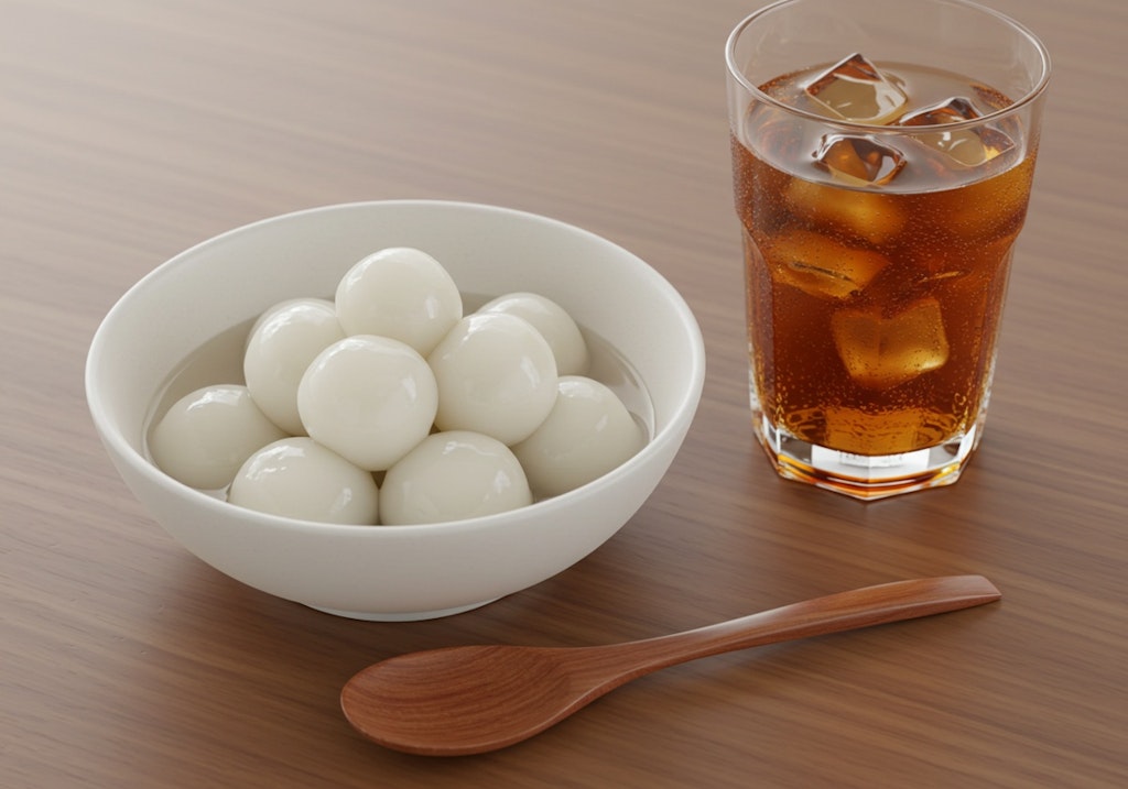 デザートの良く冷えた白玉団子
