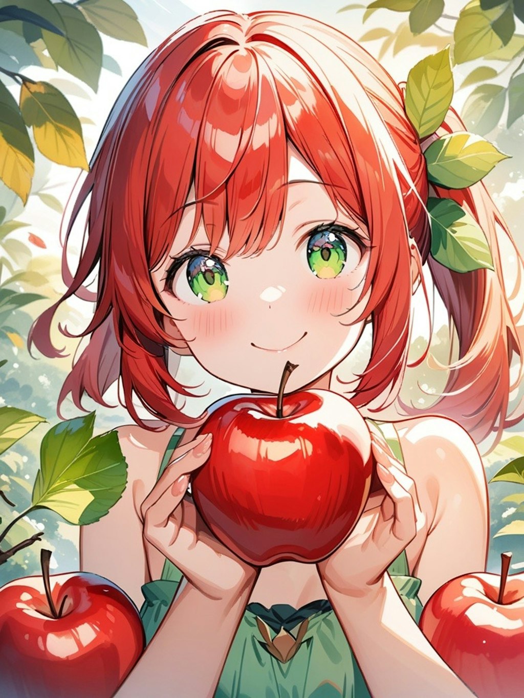 りんごさん　その３（赤　水彩画風