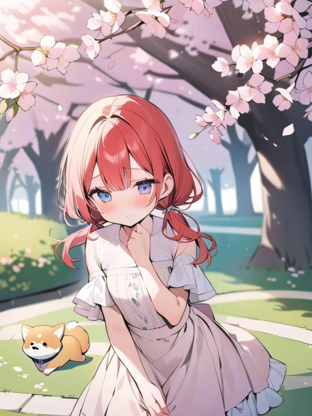 花と犬と赤髪ちゃん