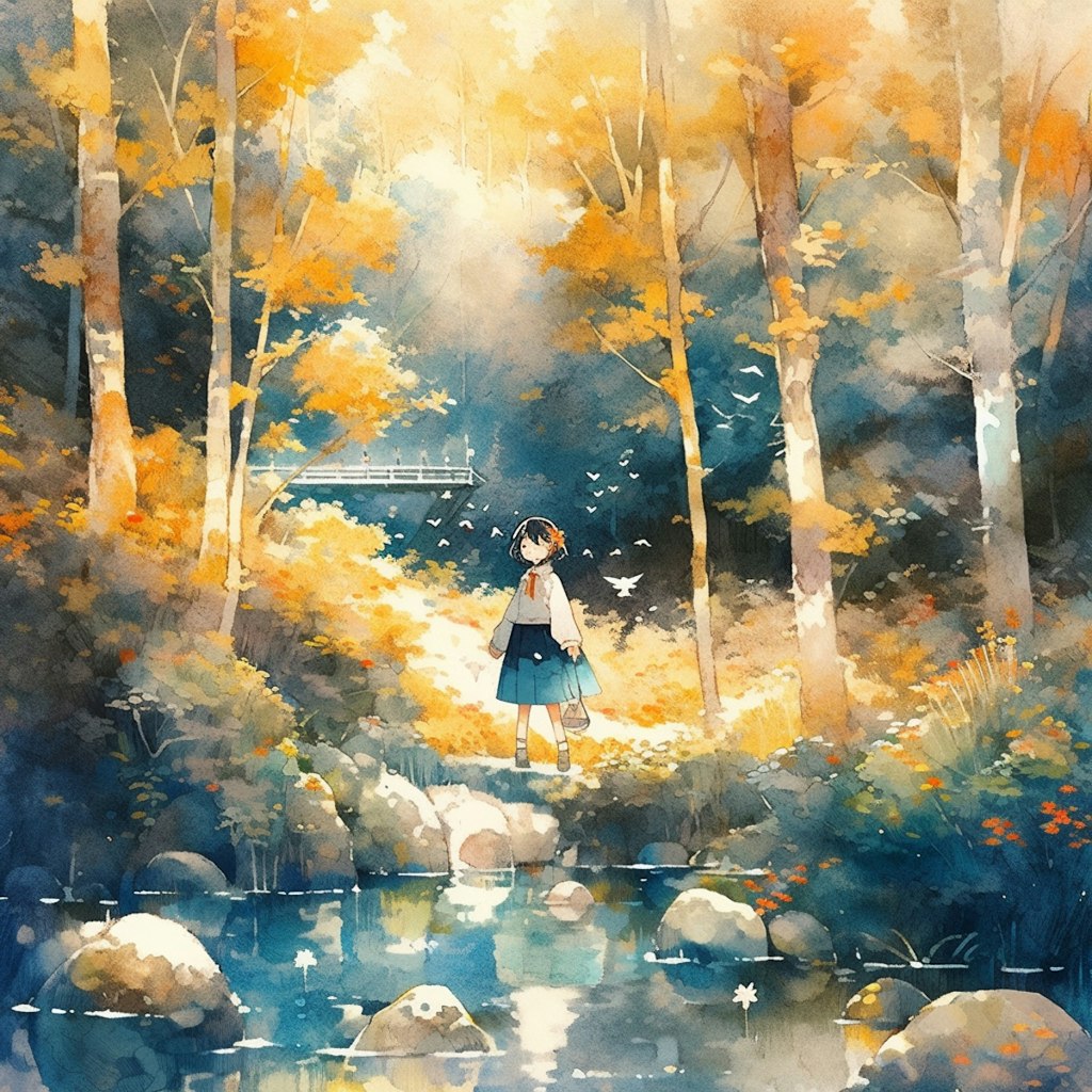 渓流の秋，Autumn in a mountain stream