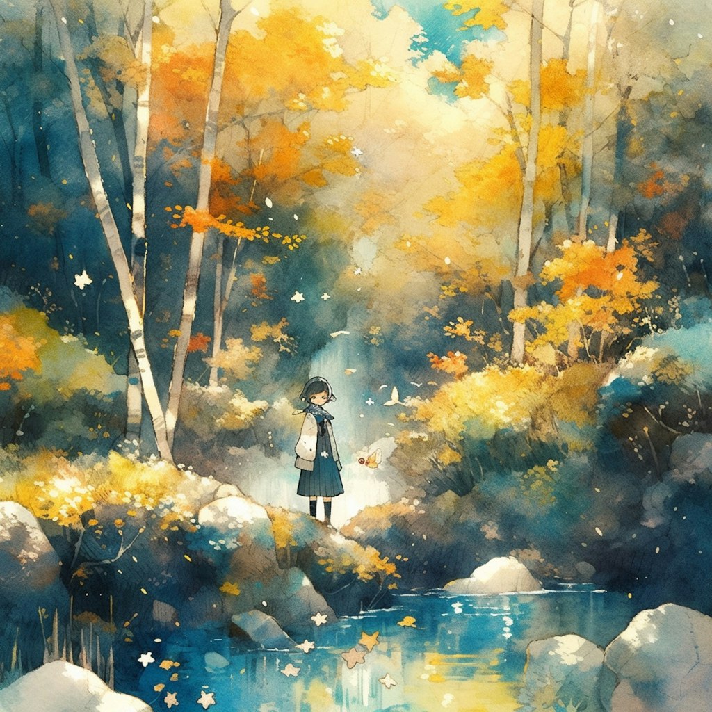 渓流の秋，Autumn in a mountain stream