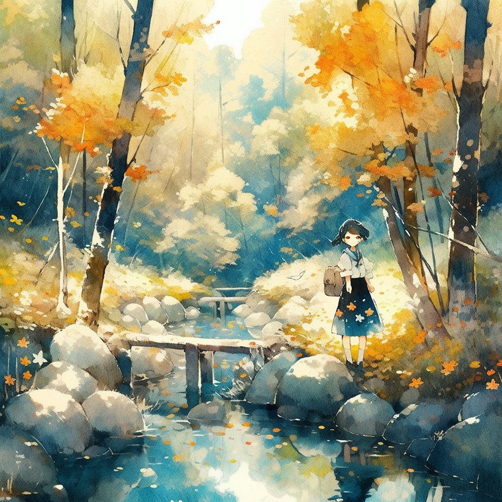 渓流の秋，Autumn in a mountain stream