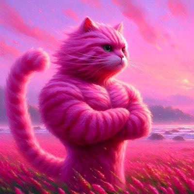 アクリル風 #ピンク マッチョ猫