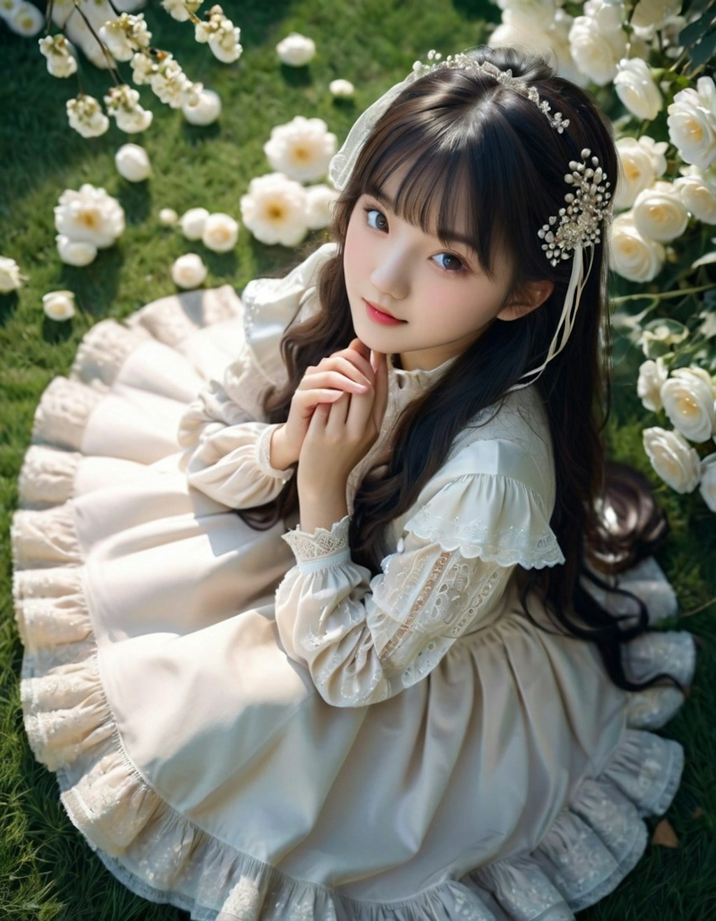 純白姫とお庭の花 (real)
