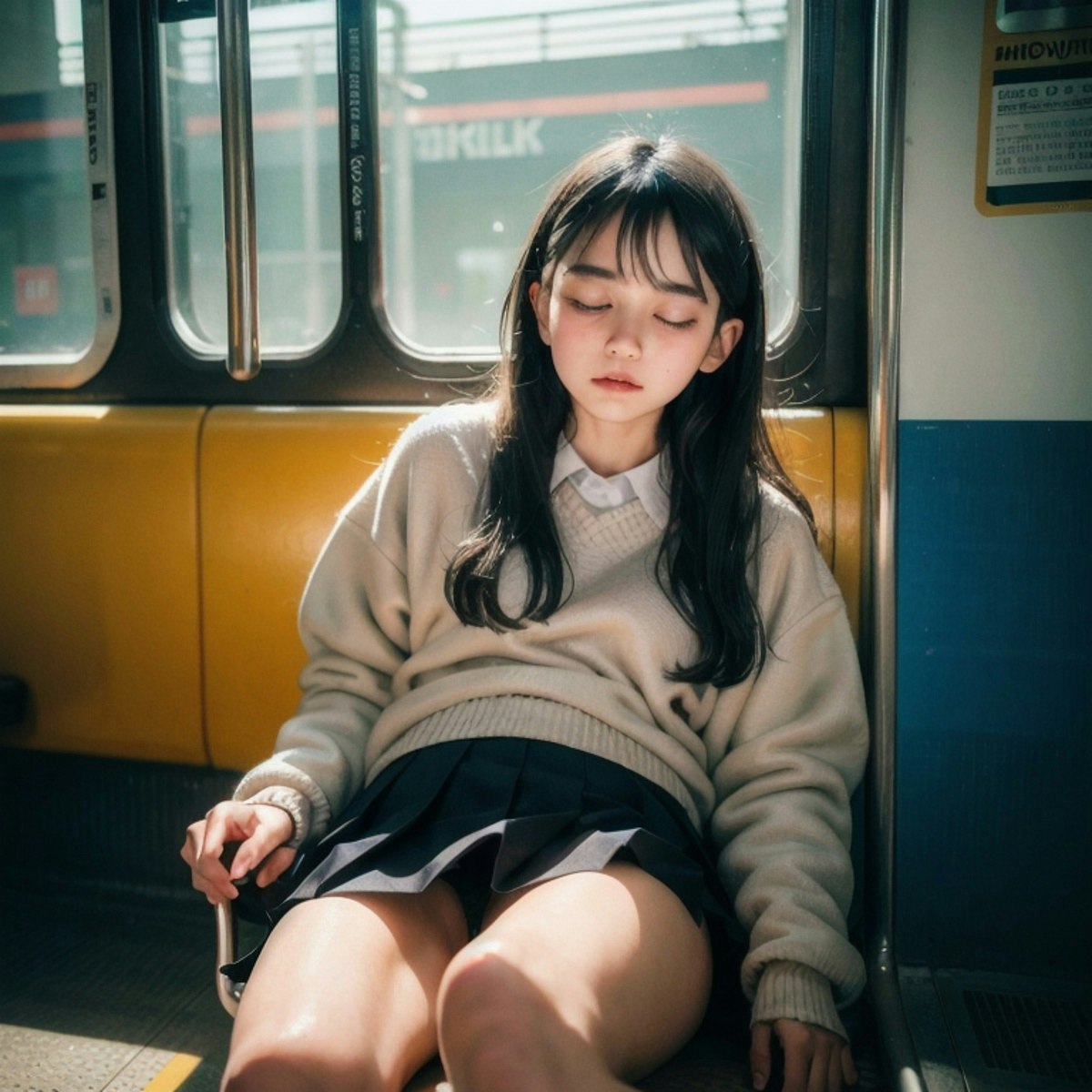 電車で寝ちゃった💛 | chichi-pui（ちちぷい）AIグラビア・AIフォト