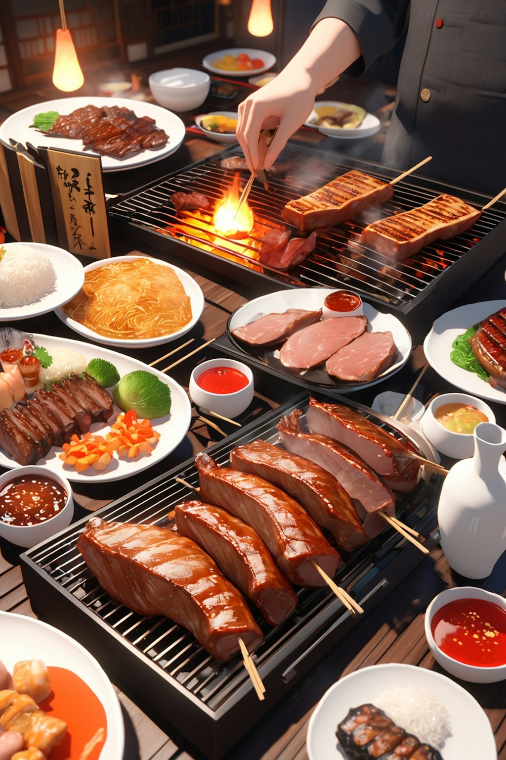 焼鳥屋大将の拘り(炭火焼き火加減調整)