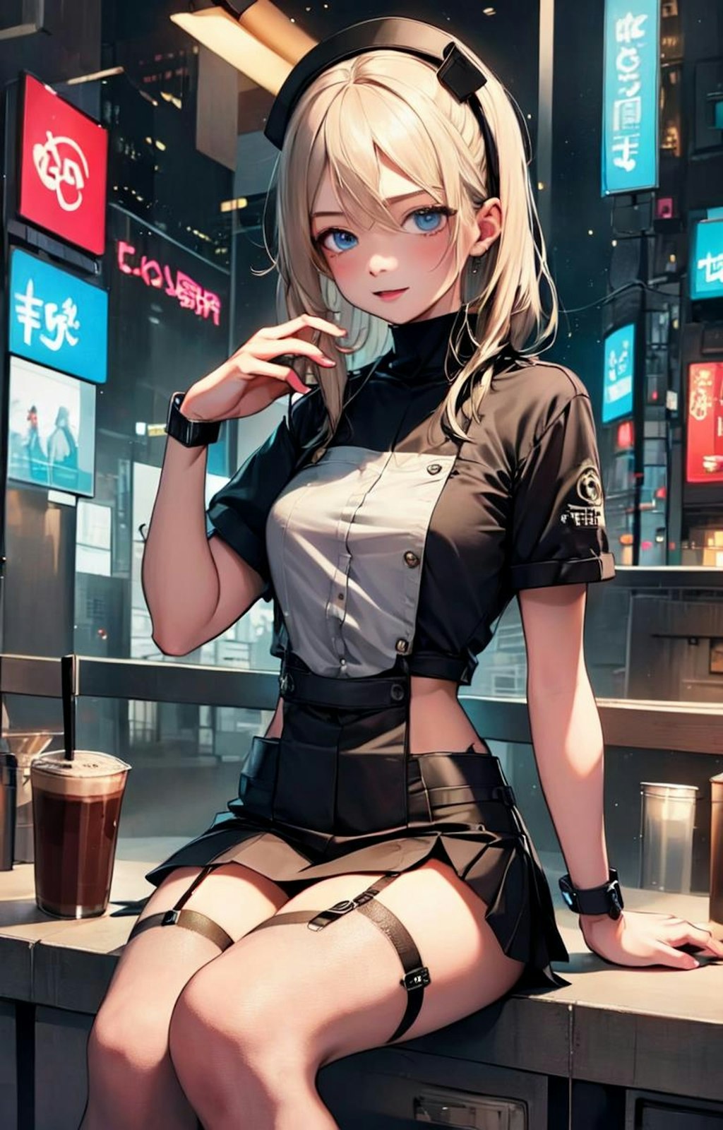 コーヒーショップの金髪少女