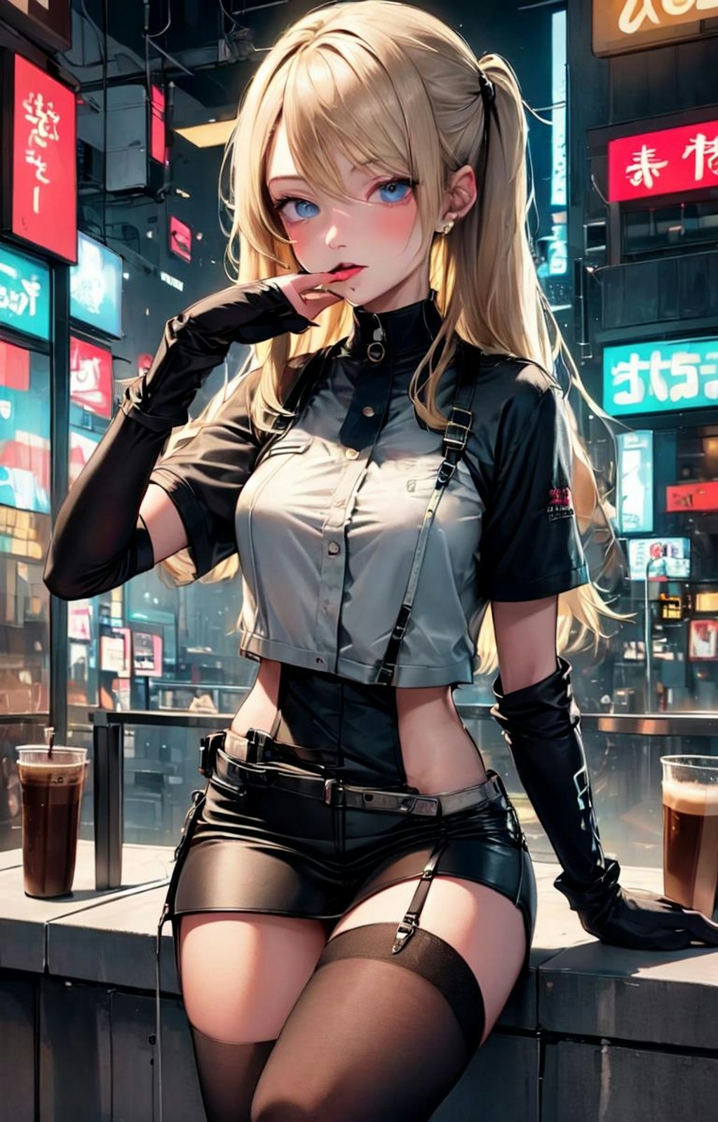 コーヒーショップの金髪少女