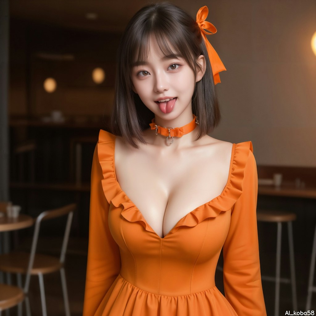 Vol69_(Orange) frill dress