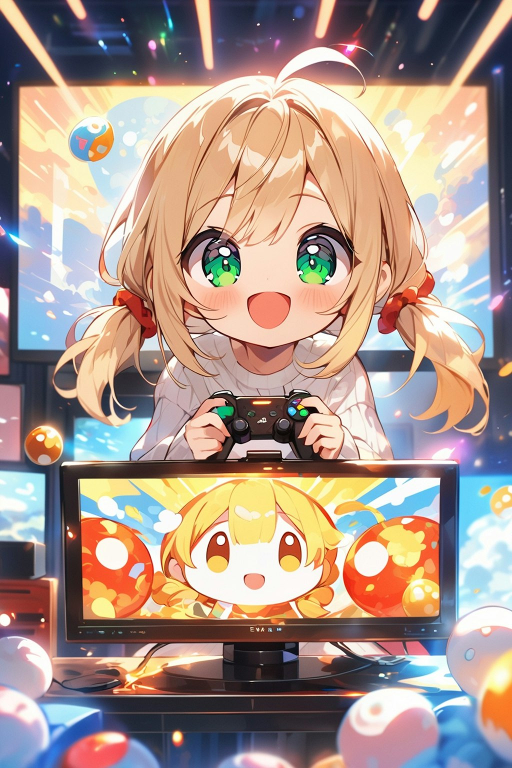 ゲームする茉莉花ちゃん