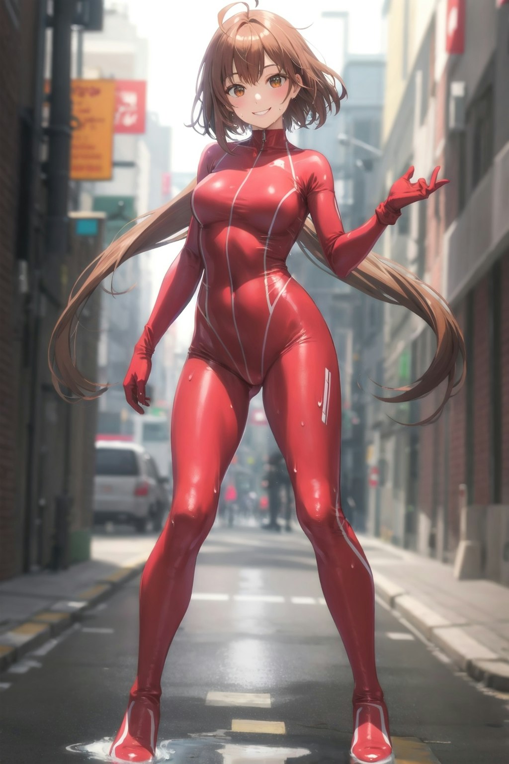 Red skintight suit