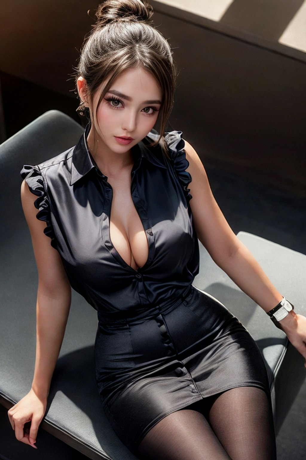 Office Lady Black Suit 11