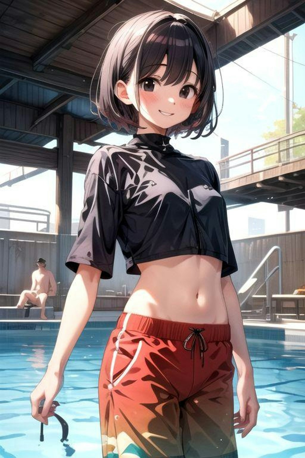 プールにて
