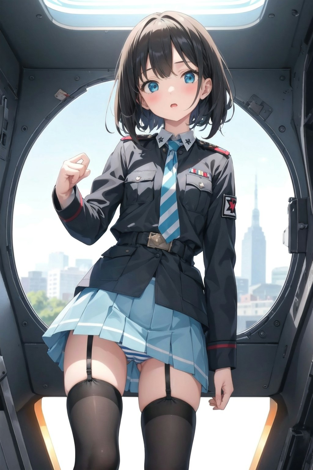 黒髪軍服少女