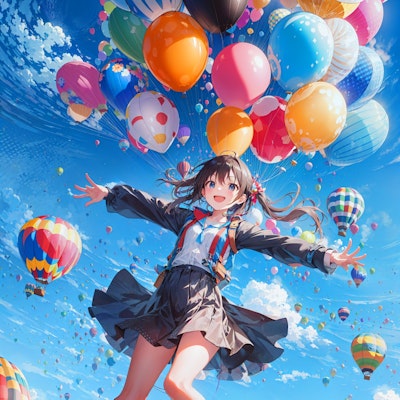 風船少女と気球