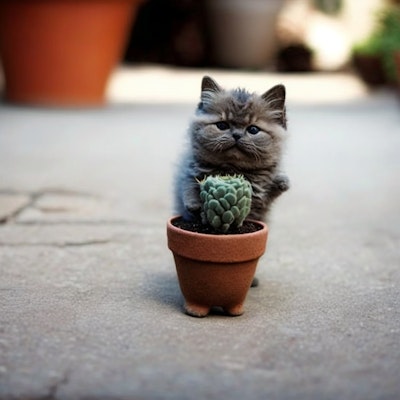 鉢植えと猫