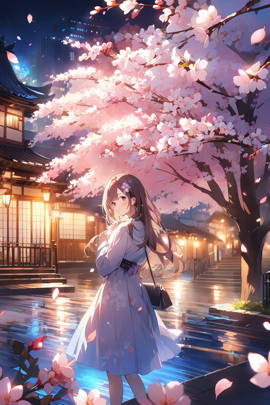 桜と夜景