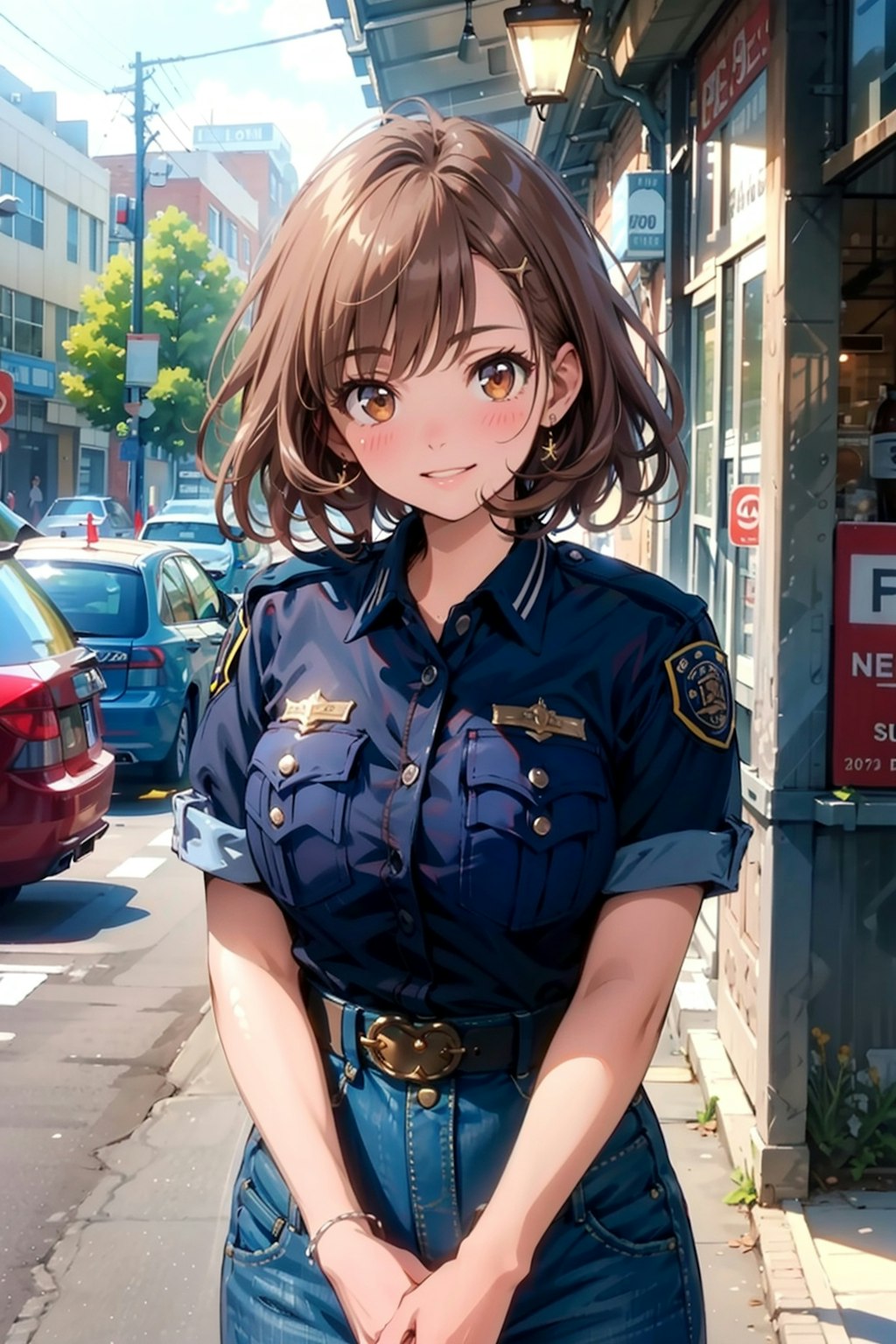 （３９８HQ）銀髪ちゃん茶髪ちゃん警官