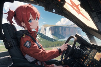Girl piloting an airplane 6