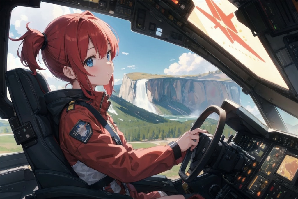 Girl piloting an airplane 6