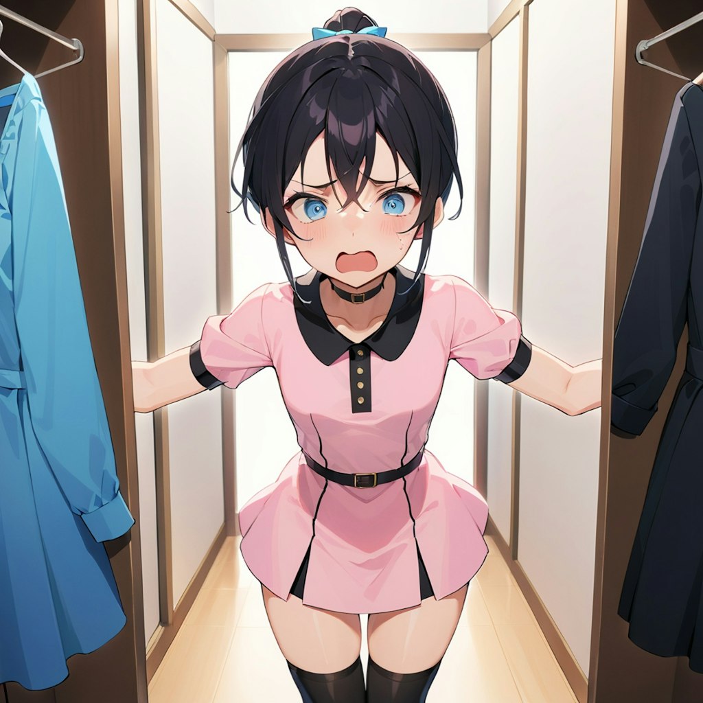 友達の部屋で寝ている間に女の子の服装に着替えさせられた男の子