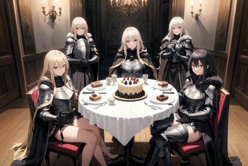 ケーキと女騎士さん達