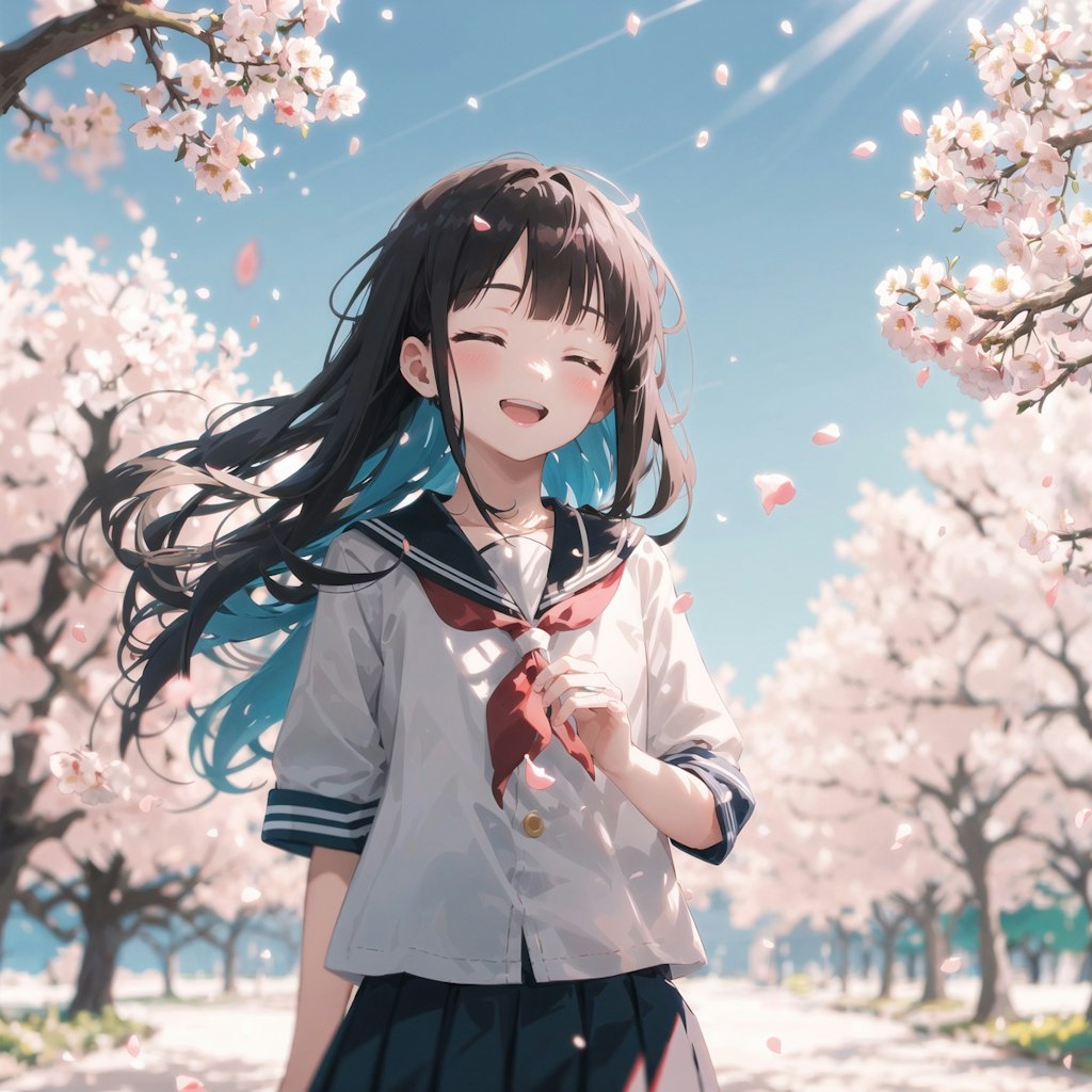 桜とセーラー服