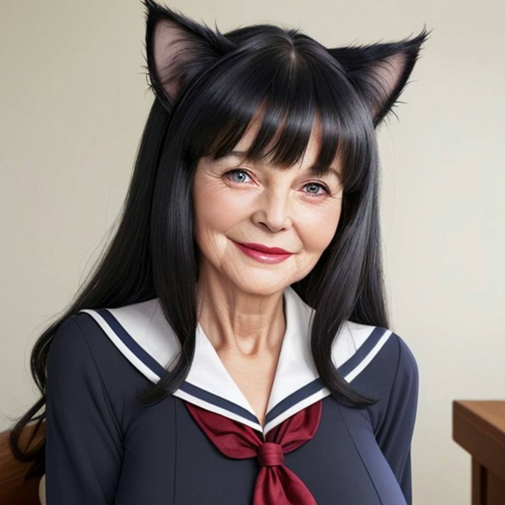 猫耳セーラー熟女