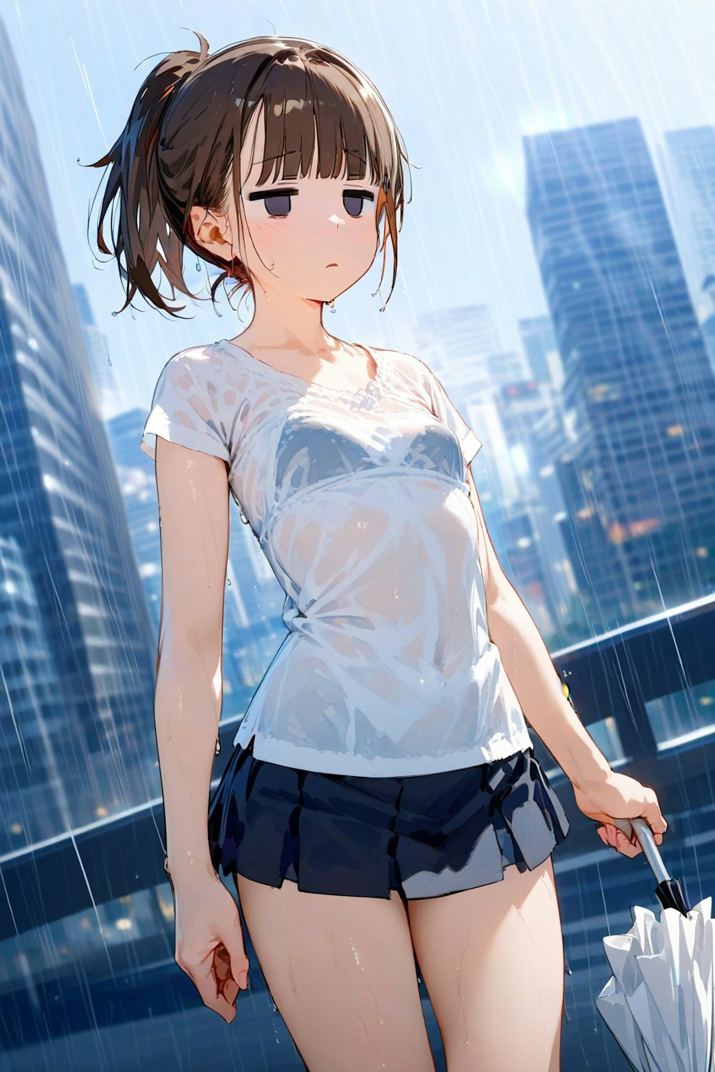 雨だよ・・・傘が折れたよ・・・