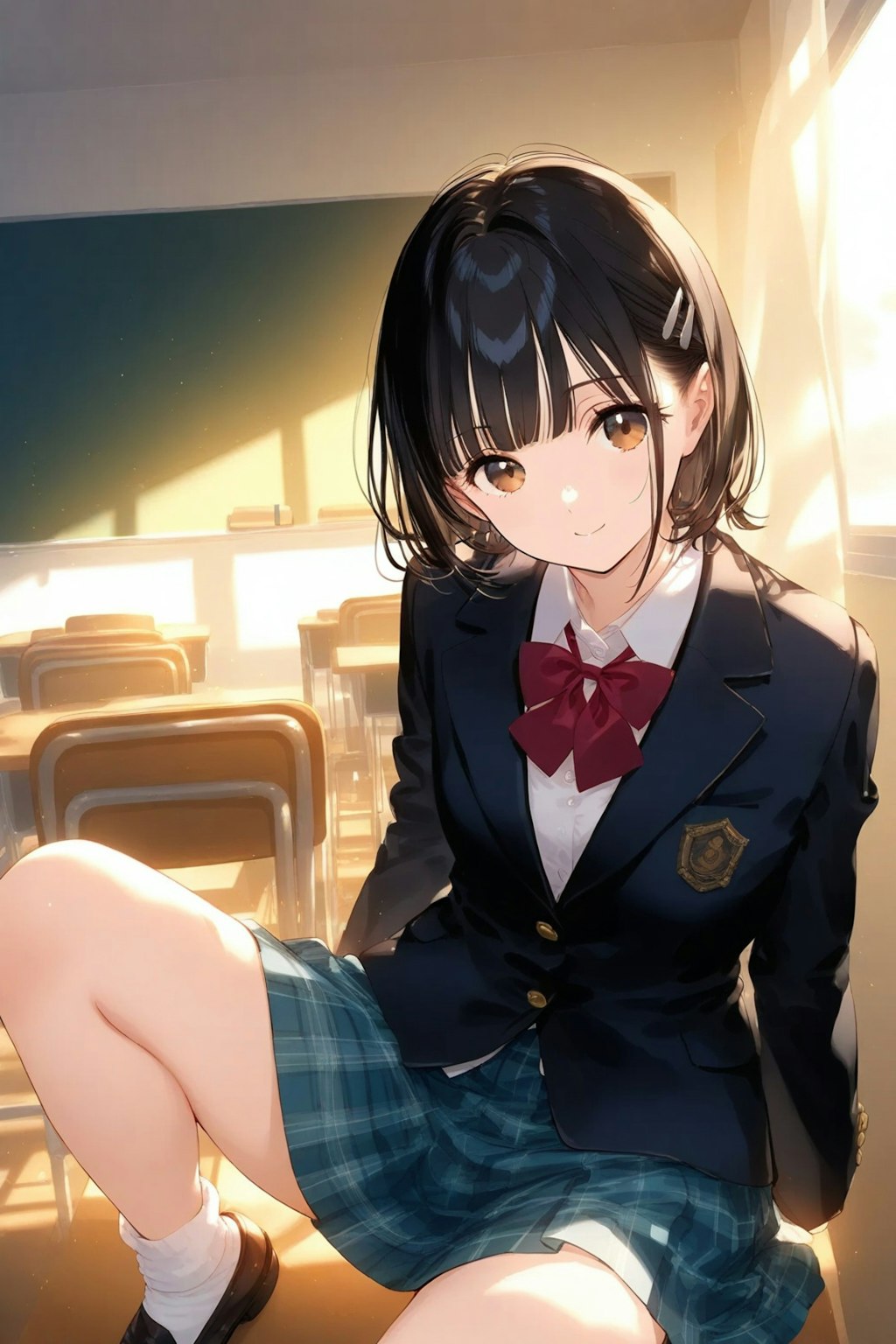 朝の教室で
