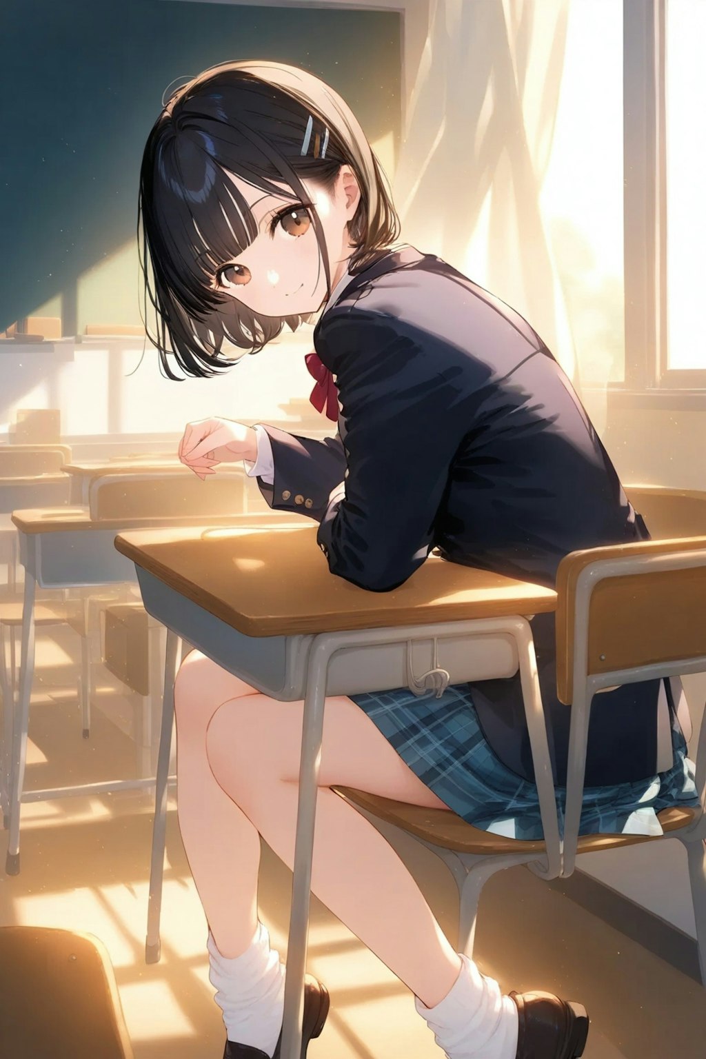 朝の教室で
